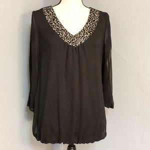 Tempted Black 3/4 Sleeve Blouse
